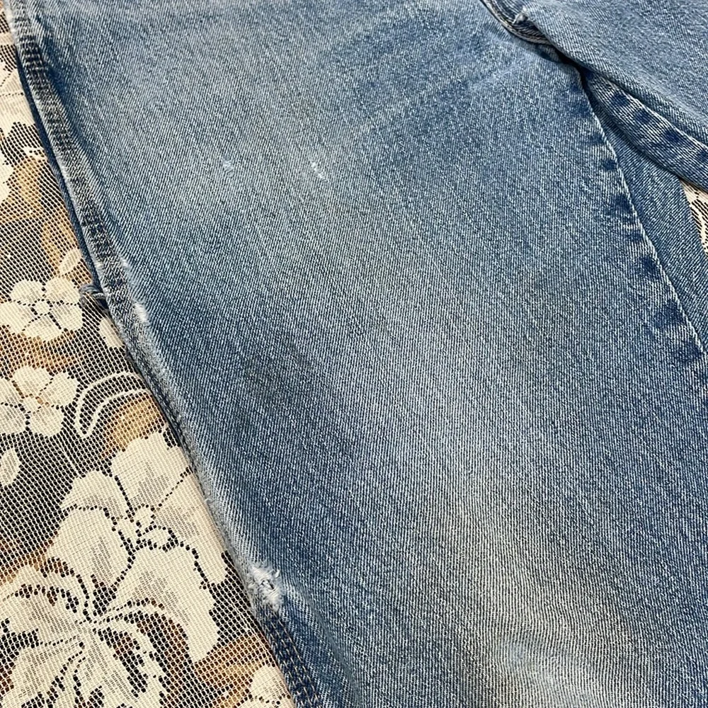 Dickies denim carpenter pants | handsewn, reworked, embroidered, patched | 34x30